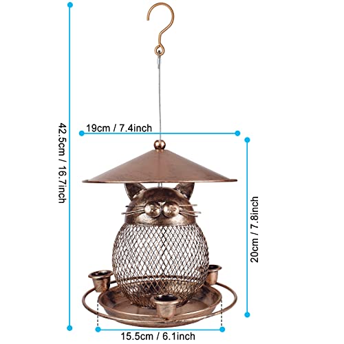 LBTING Bird Feeder, Wild Bird Feeder for Outdoor, Cute Cat-Shaped Style | Squirrel Proof, Metal, Decoration, Hanging Outside Garden Yard - style: Cat-Shaped