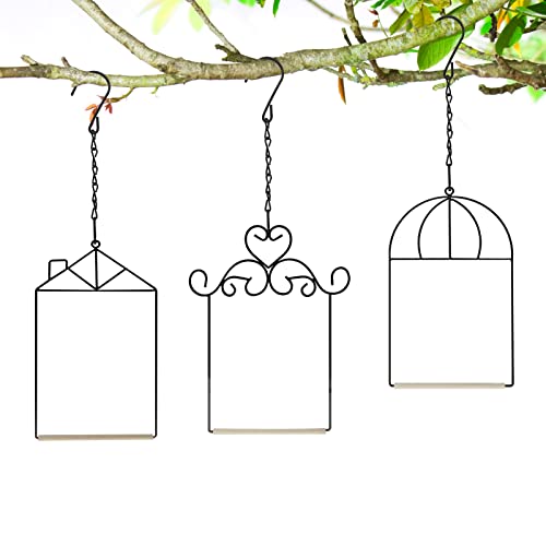 3PK Hummingbird Perch, Hummingbird Swing with Metal Frame, Bird Swing with Wooden Dowel and Hanging Chain,Suitable for Hanging Indoor,Outdoor, Lawn,Patio,Garden - size: 3PK