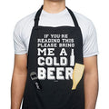 VAGAVY 100% Cotton, Black Funny Aprons for Men, Dad, Husband - Birthday, Father’s Day Grilling Gifts for Papa, Husband. - color: If You're Reading This Please Bring Me a Cold Beer - Black