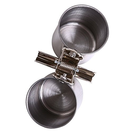 Stainless Steel Parrot Parakeet Cockatiel Food Water Bowl Pet Bird Cage Hanging Hook Feeding Double Cups Bowl Clip Stand Perch Birdcage Stand Accessories