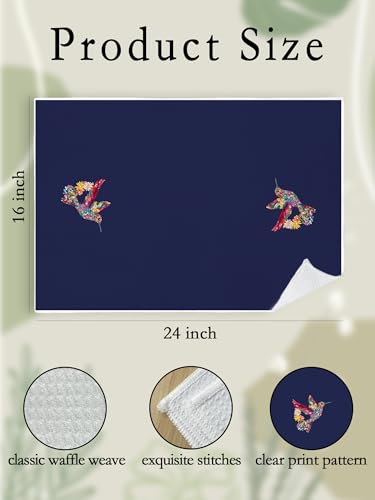 Hummingbird Navy Blue Bathroom Hand Towels for Guest - Floral Bird Decorative Kitchen Hand Towel, Spring Summer Decor, Hummingbird Gifts for Women Unique, Housewarming Gift Idea New Home404 - color: Hummingbird008