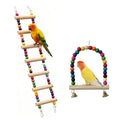 2 Pcs Bird Ladder Set, Bird Cage Ladder for Cage with 7 Steps Ladder and Small Swing, Parakeet Cage Accessories, Bird Climbing Ladder and Playground Accessories
