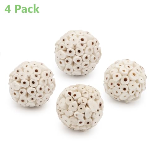 Wontee Bird Toys Sola Balls 2.4" Parrot Foraging Toys Soft Sola Atta Ball Parrot Chew Shred Toy for Cockatiels Conures Parakeets Budgies Senegal (4)