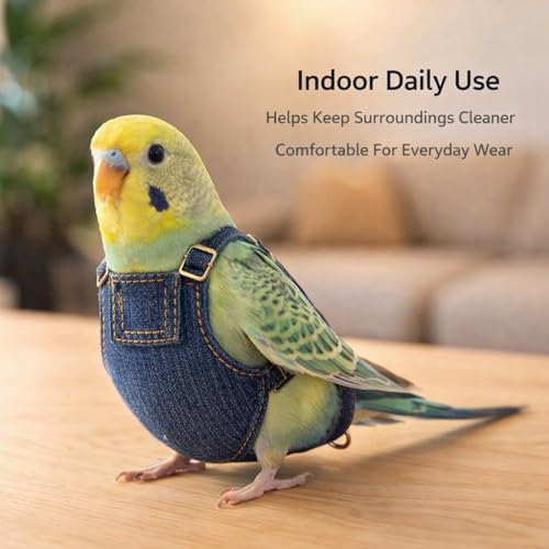 4PCS Bird Diaper Harness Kit with Disposable Pads and Flight Training Leash, Reusable Bird Diaper for Parrots Cockatiels Conures and Parakeets, Adjustable Bird Harness for Indoor Use(L) - color: L