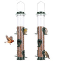 2PK Metal Bird Feeders with 6 Feeding Ports,Tube Bird Feeder with Steel Hanger,Wild Bird Feeder for Outdoors Hanging, Attracting Birds in Your Lawn, Garden, Balcony (Green) - color: Green 2 PACK