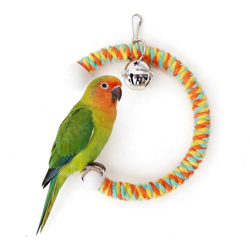Colorful Circular Bird Swing,Bird Rope Chewing Toys Parrot Cage Bite Toys (Small Half-Round Patterned) - color: Small Half-Round Patterned