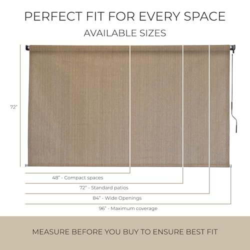 Outdoor Patio Roll Up Shade for Use on Exterior Porch, Patio, Window and More | High Density Polyethylene Privacy Screen Blocks 87% of UV Rays | Hardware Included | 6 ft Wide | Beachfront - color: Beachfront, size: 72"W x 72"H