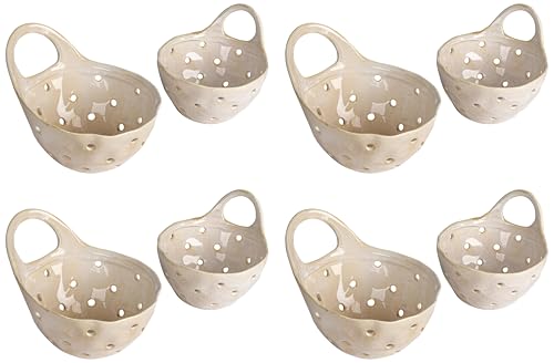 Creative Co-Op Set of 2 Cream Stoneware Colanders (Pack of 4) - color: Cream, size: Large/Small (Pack of 4)