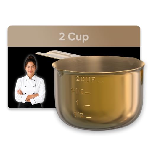 Color Up 2 Cup Measuring Cup, 480ml Gold Stainless Steel Metal Measuring Scoop, Easy-Pour Spouts, Engraved Markings, for Dry & Liquid Ingredients - size: 2 Cup (480 ml) Gold