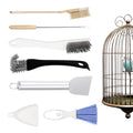 7-Piece Set Bird Cage Cleaner,Small Animal cage Cleaning Tool Wooden and Stainless Steel Cleaning Brush Long Handle Cleaning Brush Spatula Bird Cleaning Bird Drops Multipurpose Cleaning(B) - color: 7b
