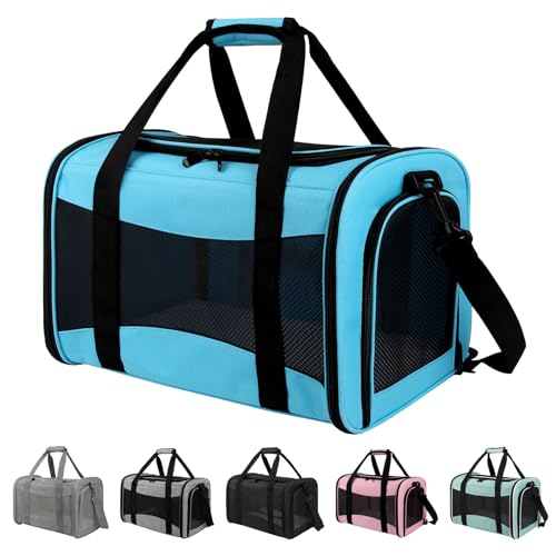 Pet Carriers Soft-Sided Airline Approved Carrier Bag for Small Cats Dogs (Medium,Blue) - color: blue, size: 17.0"L x 11.0"W x 11.0"H