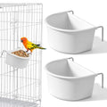 2 Pack Bird Feeder Hanging Cups Plastic Bird Food Bowls Universal Cage Accessories Water Food Dispenser for Parrots Small Birds Parakeets Birds Feeder