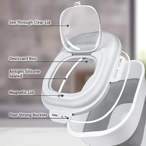 Rice Storage Bin Cereal Containers, 13-50lb Collapsible Rice Container Dispenser with Transparent Lid, Rolling Wheels, Measuring Cup and Scoop, Airtight Dog Cat Pet Food Storage Container White - color: White