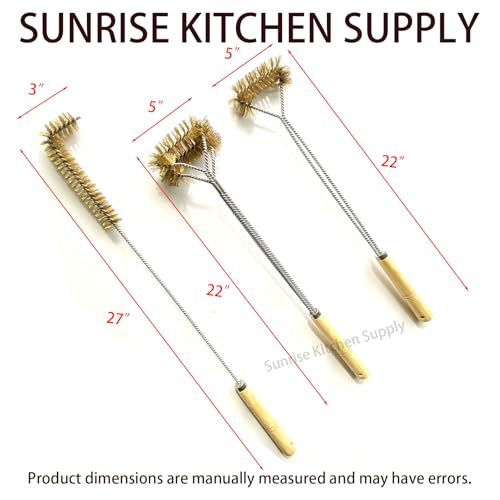 SUNRISE Fryer Brush with Long Handle (Brass, L, Single, and Double Brush) - color: Brass, size: L, Single, and Double Brush