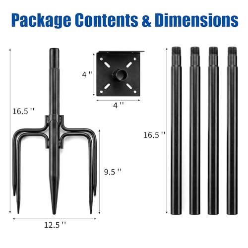 Bird Feeder Pole, Heavy Duty Metal Stand, 5-Prong Base for Extra Stability, Adjustable Height, Rustproof Outdoor Garden Pole, Tool-Free Assembly, 80 Inch - size: 80 INCH