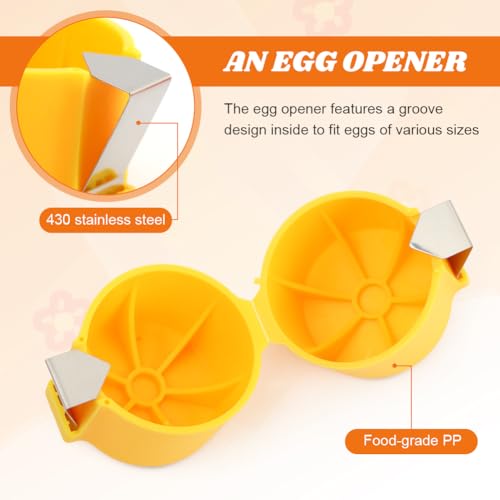 3pcs Egg Shell Opener & 1 Egg Separator,Eggs Cracker Tool for Rawegg,Handheld Eggshell Cutter Hard Boiled Eggs Breaker Yolk White Separator for Cooking Camping Kitchen Gadgets