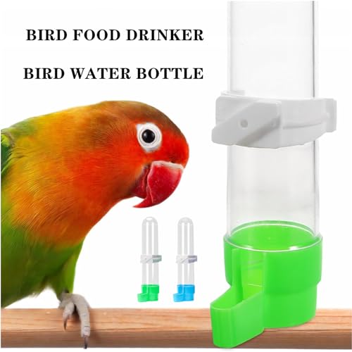 2 PCS Bird Waterer Feeder Automatic Bird Feeder Water Dispenser Hanging Feeding Water Bottles Bird Drinkers for Parrot Budgies Parakeet Cockatiels
