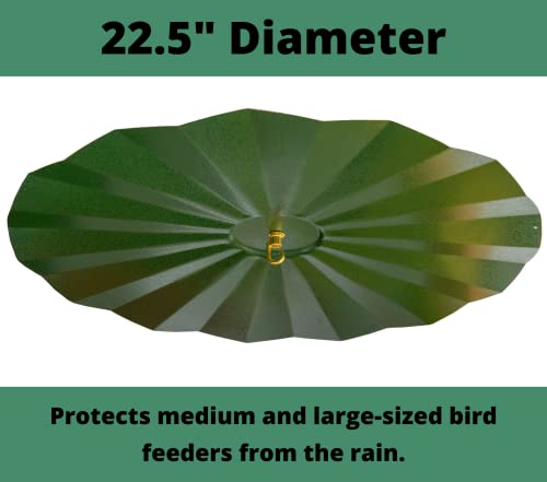 Metal Rain/Weather Guard - Perfect for Outdoor Bird Feeders, Seed Cylinders, Hummingbird Feeders, Cylinder Feeders and More Against Water, Sun, and Overhead Messes Rust Proof, - color: Green, size: 22.5 Inches