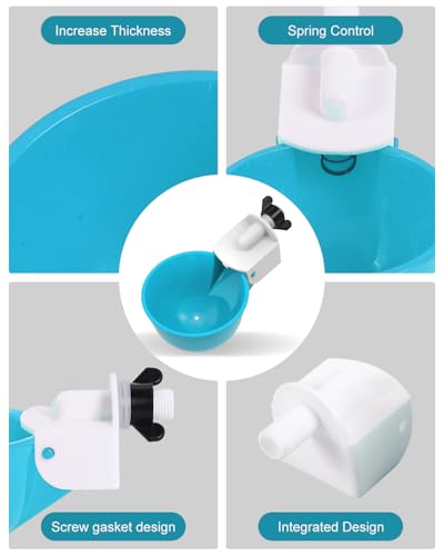 Chicken Waterer Cups (16 Pack) with 3/8" Drill Bit - Light Blue | Automatic Poultry Drinker Feeder Kit for Chickens, Ducks, Turkeys, Quail, Bunnies | DIY Gravity Fed Bucket Water Dispenser - color: Light Blue, size: 16 Pack + Drill bit
