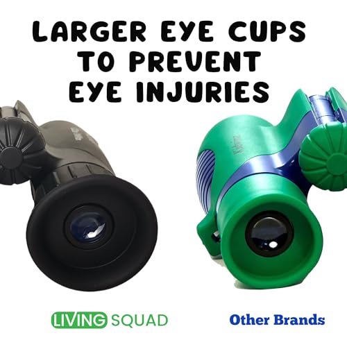 Kids Binoculars Ages 3-12, 8x21 Compact Shockproof Black | bird watching, camping, hiking, for boys, includes carry case, neck strap, compass, carabiner, high resolution optics - color: Black/Black