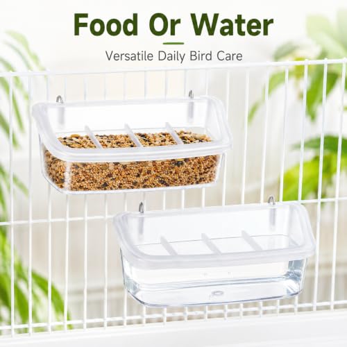 2Pcs Bird Feeder for Cage, Transparent Hanging Bowl for Parakeets & Birds | bird cage feeder with hanging design for food and water, helping keep cages cleaner for parakeets and small birds