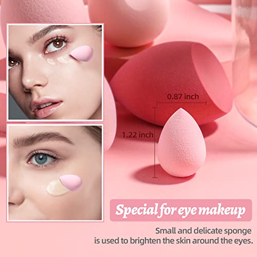 Makeup Sponge Set BS-MALL with Storage Case 7 Pcs for Liquid, Cream, and Powder,SAVE Foundation with 1 Mini Makeup Sponge For Travel Daily Use (A-Pink） - color: A-Pink