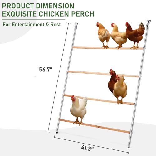 VINGLI Chicken Roosting Bars, Chicken Coop Roosting Perch, Roosting Ladder for Hens, Easy to Assemble for Backyard Poultry (41.3" L x 56.7" H) - size: 41.3"L x 56.7"H