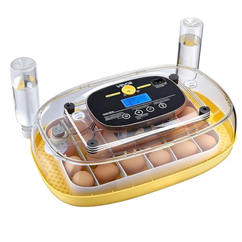 VEVOR 24 Egg Incubator, Automatic Egg Turner with LED Candler, Temperature & Humidity Control, 360° View Clear Window, Auto Water Refill, Poultry Eggs Incubators for Hatching Chicks Ducks Goose Quail - size: 24 Eggs