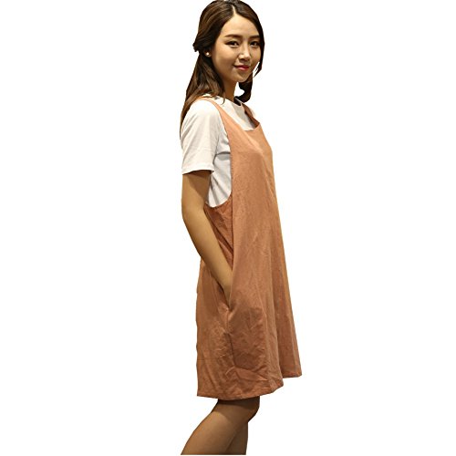 Cotton Linen Japanese Apron Halter Cross Back Bandage X Shape Aprons Two Pockets - color: Orangered