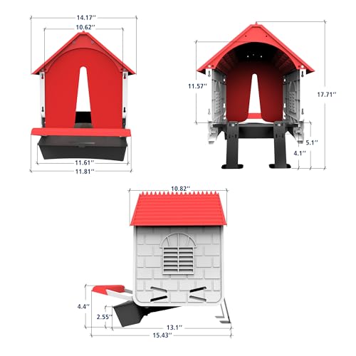 Roll Away Chicken Nesting Box, 13° Auto Egg Collection Tray, Clip-Lock Decoy Egg & 3 Jute Pads, Enclosed Easy-to-Clean Hen House, Indoor & Outdoor Chicken Coop Accessory(1Pack)