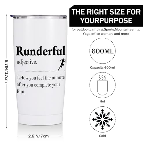 Running Gifts for Women Men 20 oz Tumbler, Runners Gifts for Runners Mom | Runderful Stainless Steel Insulated Water Bottle, Running Themed Insulated Travel Coffee Mugs - color: Multi 1464