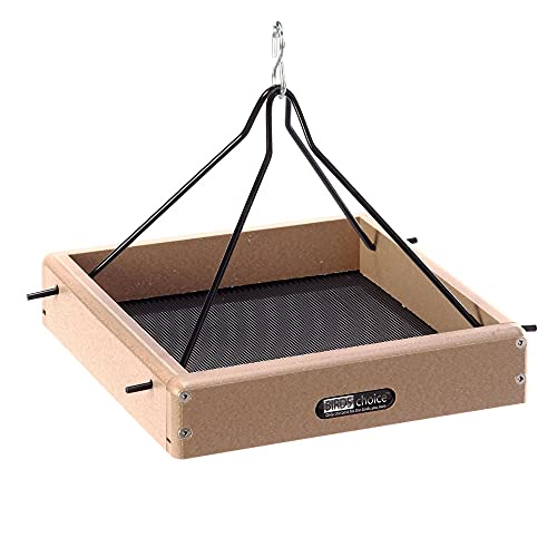 Birds Choice Recycled Hanging Tray Bird Feeder | Small | Collapsible Steel Hanging Rods, Open Tray Welcomes a Variety of Wild Birds, Weather-Resistant Poly Lumber - size: Small