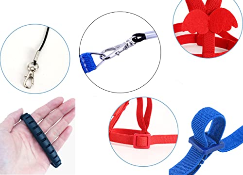 Parrot Harness and Leash Set - Elastic Rope with Green Adjustable Harness Cute Wing, Suitable for Medium Size Bird Like Small Red-Breasted Parakeet, Caique, Mini Macaw