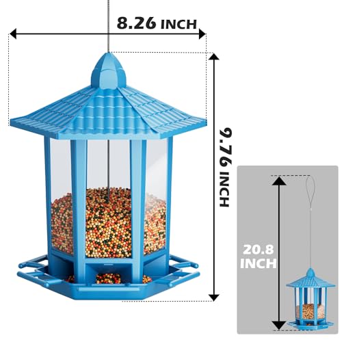 Birdream Bird Feeders for Outdoor Hanging, Fun Installation Pagoda Design Wild Birdfeeder, Attracting Wild Birds Sparrows Finch Cardinal Goldfinch Chickadee - Blue - color: Blue, size: 1 PACK