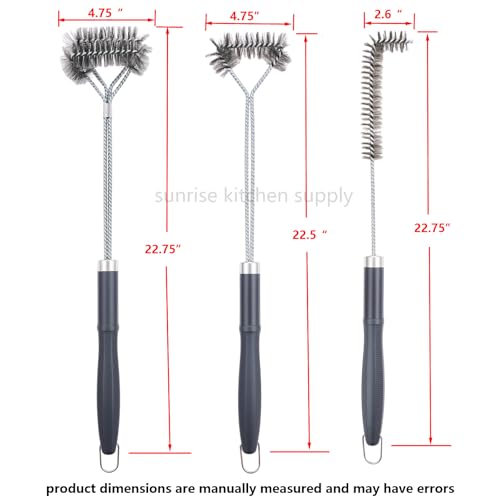 SUNRISE Fryer Brush with Long Handle (Stainless Steel with Plastic Handle, L, Single, and Double Brush) - color: Stainless Steel With Plastic Handle, size: L, Single, and Double Brush