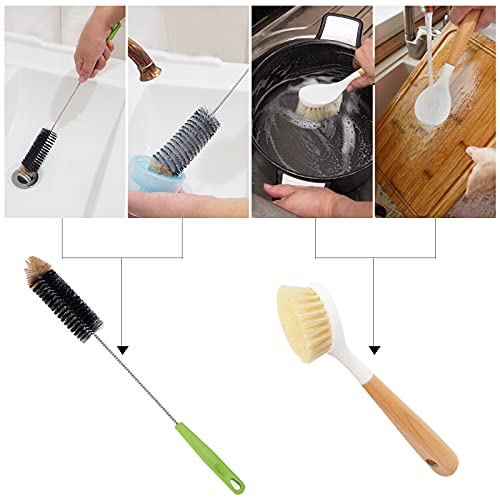 Long Bottle Brush, 17 in Bendable Cleaner Brushes for Cleaning Neck Beer Bottles, Wine, Baby Bottles, Water Bottles, Tumblers, Flask, Bird Feeder, Vase, Pipes and Brewing Supplies Black + Brown/2Pack - color: Black+brown - 2pcs