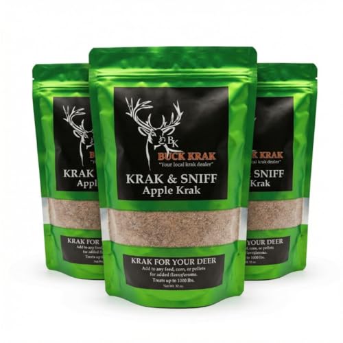 Krak & Sniff Buck Krak Apple Wildlife Feed Attractant, Mineral Flavor Booster for Deer and Turkey Hunting, 3 Pack