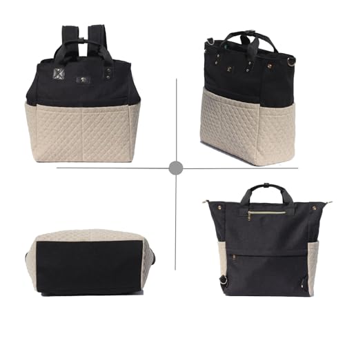 Diaper Tote Bag Totepack Backpack Crossbody Bag 3 in 1 for Women Laptop Backpack Multifunctional with Insulated Pockets - color: Linen Beige