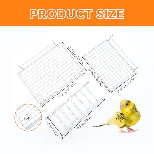 4 Pack Stainless Steel Bird Standing Platform with Cleaning Brush Set, Bird Perches for Cage, Cage Accessories for Budgies, Cockatiels, Lovebirds, Green Cheeks, Small to Medium Birds