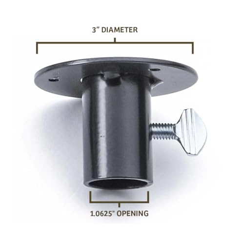 Birds Choice Mounting Flange for 1in Bird Feeder Pole | 3in Steel Disc | 1.0625in Center Opening, includes Thumbscrew and Screws for Secure Post or Deck Mounting
