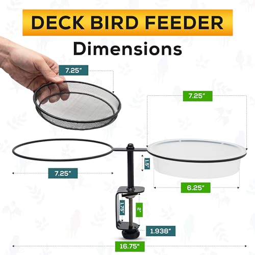 Bird Feeders for Outdoors - Forest & Twelfth Platform Bird Feeder Stand, Weather Proof Bird Water Feeder for Balcony Railing, 360° Rotation Standing Bird Feeder with Seed & Water Trays and Feed Scoop
