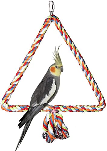 Litewoo Triangle Bird Swing Toy Cotton Rope Perches for Parrot Budgie Parakeet Cockatiel Conure Finch Lovebird - color: Small