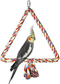 Litewoo Triangle Bird Swing Toy Cotton Rope Perches for Parrot Budgie Parakeet Cockatiel Conure Finch Lovebird | Strong cotton rope & steel wire, non-toxic, easy install, for small and medium/parrot/budgie/conure/cockatiel, 9.83" × 11" - color: Medium