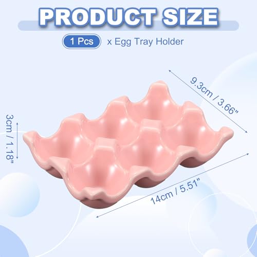uxcell Ceramic 6 Cups Egg Tray Holder, Porcelain Eggs Container for Home Countertop Kitchen Storage Refrigerator Fridge Decorative Serving Display, Pink - color: Pink