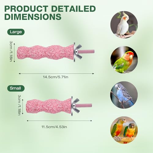 Bird Beak Grinding Stone,4PCS Anti-Slip Bird Beak Trimmer Bird Perches for Cage,Parrot Perch Nail & Beak Grinder,Parakeet Beak Grinding Stone for Budgies,Parakeets, Cockatiels,Conures (Large (Wavy))