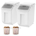 VEVOR Ingredient Storage Bin, 2 x 15L Dispenser Bin with 2 Measuring Cups, Attachable Casters and Airtight Lid, 2 Pcs/Set Dog Pet Food Storage Container, PP Material Kitchen Rice Cereal Flour Bin - size: 3.5 Gallon*2