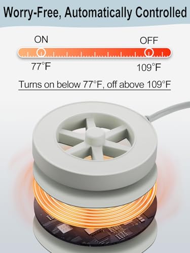 70W Bird Bath Heater for Outdoors in Winter - 77℉~ 109℉ Thermostatic Control, Heated Birdbath Deicer with Auto Shut Off, Chicken Livestock Water Heater