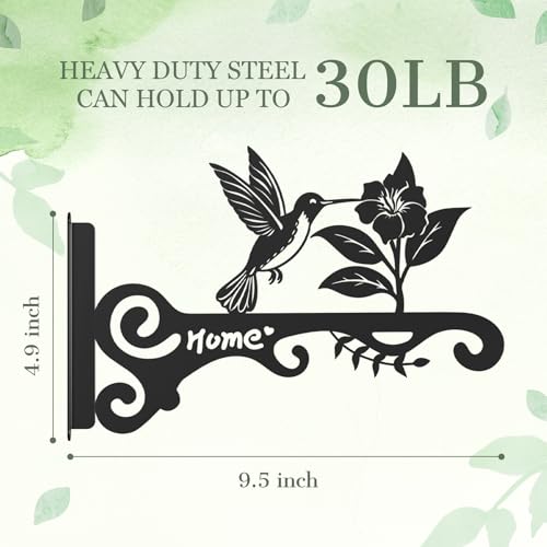 Metal Plant Hooks (2-Pack) - Decorative Wall Hangers with Bird Design for Indoor & Outdoor Use - Hanging Brackets for Plants, Flower Baskets, Bird Feeders, Lanterns - Patio, Garden, Home Decor