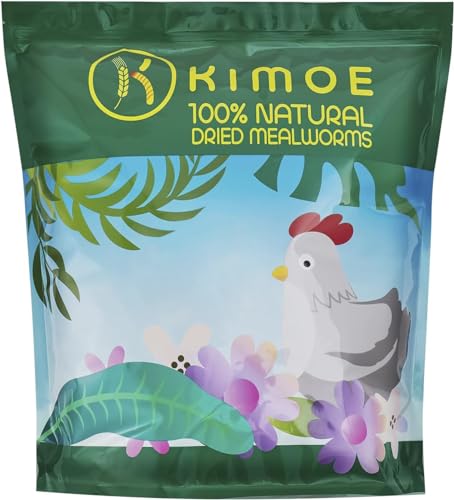 kimoe Non-GMO Bulk Dried Mealworms 5lbs Bag for Chickens, Ducks & Wild Birds — 100% Natural High-Protein Feed to Boost Egg Production, Feather Health & Immunity - size: 5 Pound (Pack of 1)