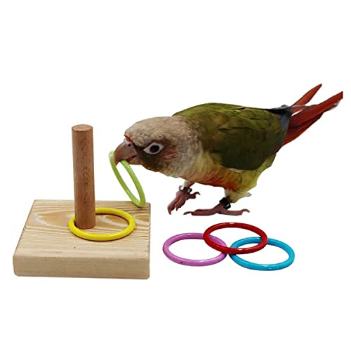 LAIYOHO Parrot Intelligence Training Toy | Colorful Stackable Rings Interactive Bird Toy for Most Pet Birds